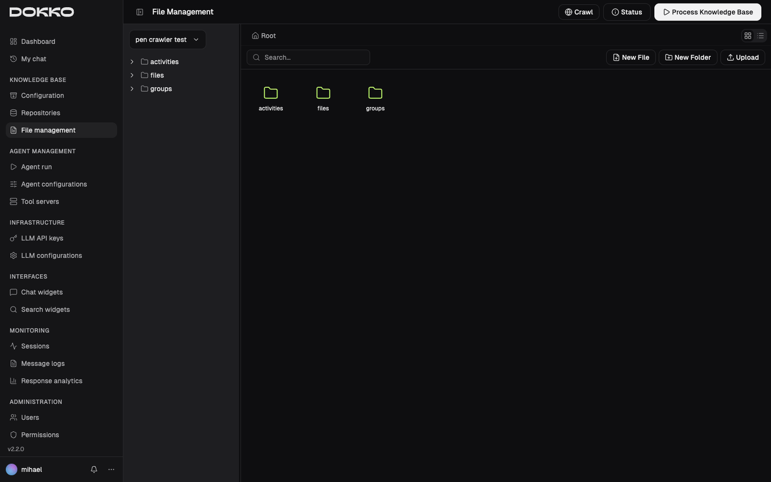 The File Management page